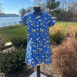 Vintage Appleseed’s Lemon Print Shirt Dress | Petite Small